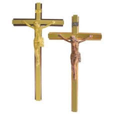 Krzyż wiszący 35cm drewno/mosiądz