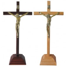 Krzyż stojący 20cm. drewniany ciemny