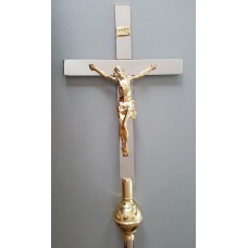 Krzyż ołtarzowo procesyjny 214cm Stal Nierdzewna + mosiężne dodatki 